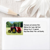 Étiquette Tracteur agricole rouge antique (En situation)