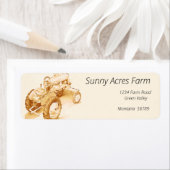 Étiquette tracteur antique -aquarelle (En situation)