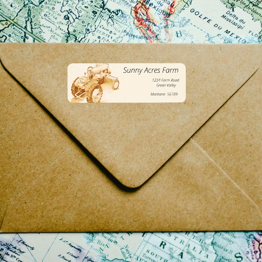 Étiquette tracteur antique -aquarelle