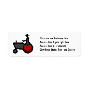 Étiquette Tracteur avec amour de coeur le pays