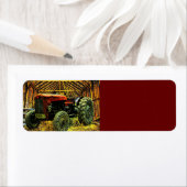 Étiquette Tracteur rouge antique Grange rustique (En situation)