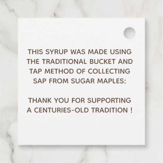 Étiquette traditionnel de sirop d'érable Balise Kr (Dos)