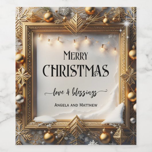 Étiquette traditionnel de vin de Noël festif (Étiquettes simples)