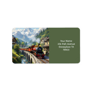 Étiquette Train antique Imaginaire Crimson