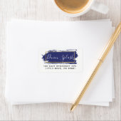 Étiquette Trait de peinture bleue et adresse géométrique en  (En situation)