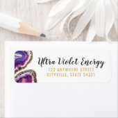 Étiquette Tranche d'agate de géode Gemme Ultra Violet Adress (En situation)