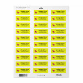 Étiquette Tranche de pastèque sur fond jaune (Feuille entière)
