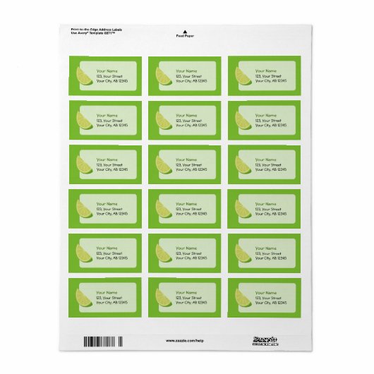 Étiquette Tranches de chaux (Feuille entière)