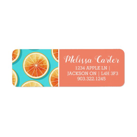 Étiquette Tranches orange sur bleu (Devant)