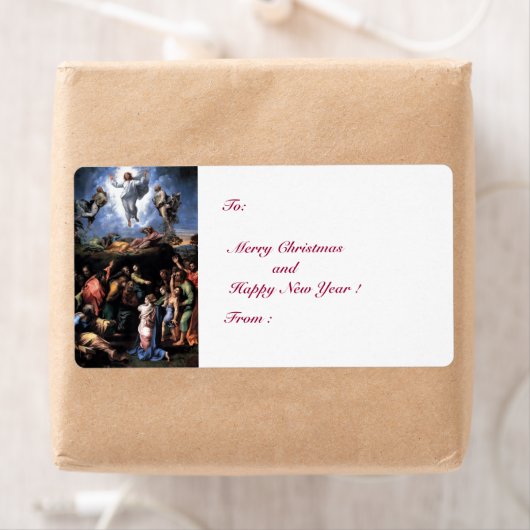 Étiquette TRANSFIGURATION DE JÉSUS, blanc (En situation)