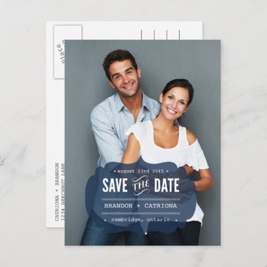 Étiquette transparente Navy | Carte de sauvegarde (Devant / Derrière)