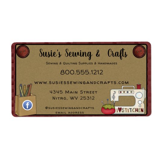 Étiquette Travaux Manuels de Couture de Campagne Primitive E (Devant)