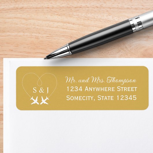 Étiquette Travel Wedding Airplane Aviation Return Address