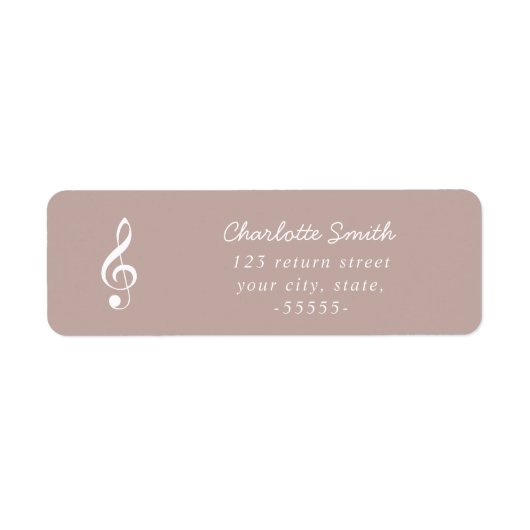 Étiquette Treble Clef Élégant Script Musique Enseignant Mode (Devant)