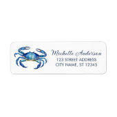 Étiquette Trendy Blue Crab Nautical Return Address Label (Devant)