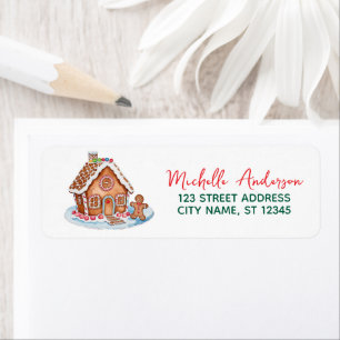 Étiquette Trendy Christmas Return Adresse Gingerbread House