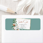 Étiquette Trendy Cotton Floral Frame Turquoise Mariage (En situation)