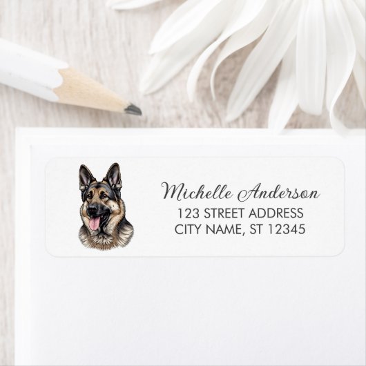 Étiquette Trendy Cute German Shepherd Dog Return Address     (En situation)