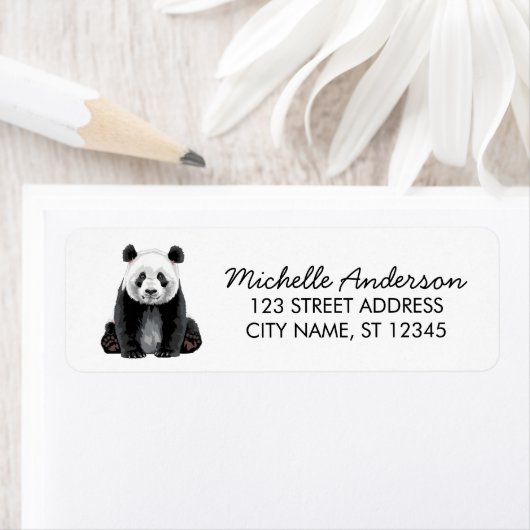 Étiquette Trendy Cute Panda Bear Return Address   (En situation)