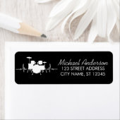 Étiquette Trendy Drums Heartbeat Drummer Return Address (En situation)