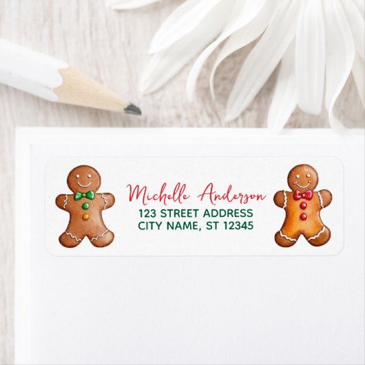 Étiquette Trendy Gingerbread Christmas Return Adresse (En situation)