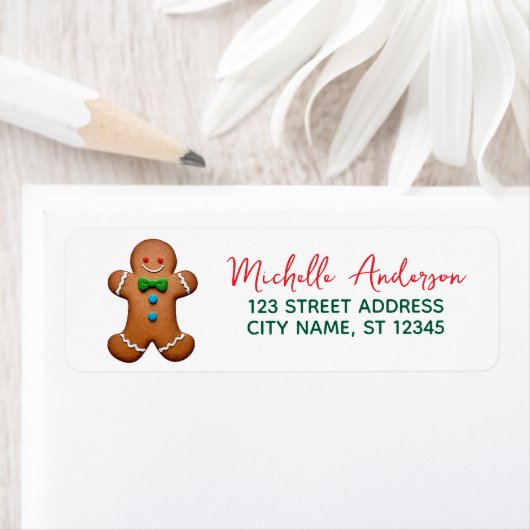 Étiquette Trendy Gingerbread Christmas Return Adresse (En situation)