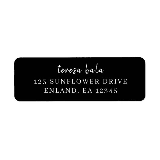 Étiquette Trendy Modern Black Script Design (Devant)