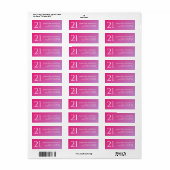 Étiquette Trendy Modern Bold Pink Gradient 21st Birthday (Feuille entière)
