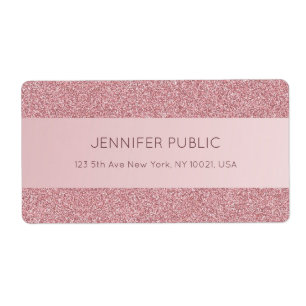 Étiquette Trendy Rose Gold Glitter Elegant Template Shipping