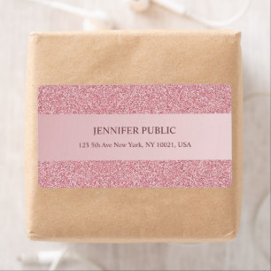 Étiquette Trendy Rose Gold Glitter Template Elegant Shipping