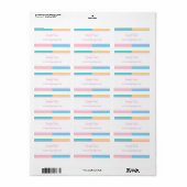 Étiquette Trendy rose jaune bleu vert Nom manuscrit (Feuille entière)