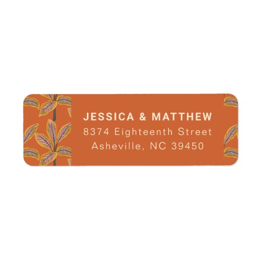 Étiquette Trendy Tropical Palm Trees Orange Adresse de retou (Devant)