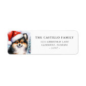 Étiquette Tri Couleur Poméranie Adresse de retour de Noël (Devant)