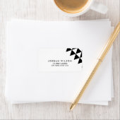 Étiquette Triangle noir et blanc Adresse géométrique moderne (En situation)