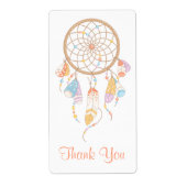 Étiquette Tribal Dreamcatcher Boho Merci (Devant)