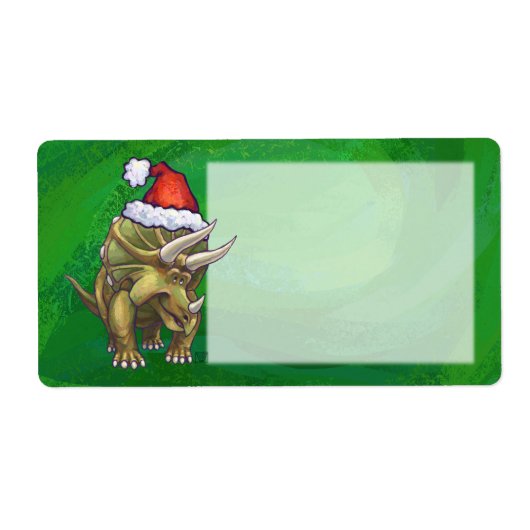 Étiquette Triceratops Christmas Green (Devant)
