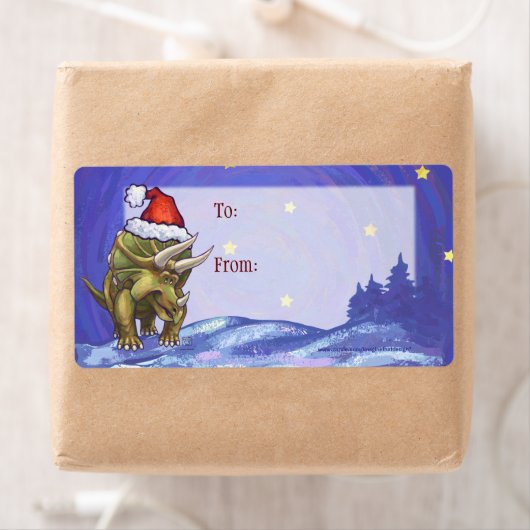 Étiquette Tricératops Noël (En situation)
