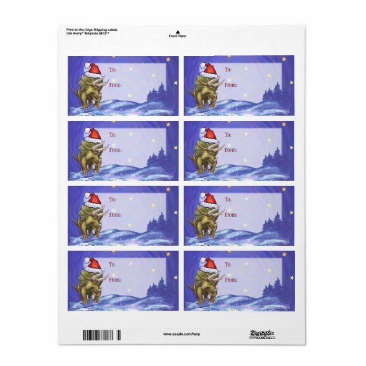 Étiquette Tricératops Noël (Feuille entière)