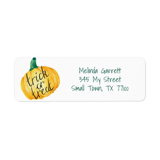 Étiquette Trick citrouille ou traitement Halloween Adresse p (Devant)