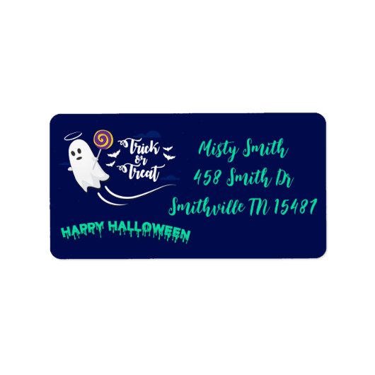 Étiquette Trick mignon ou Treat Ghost (Devant)