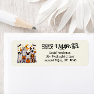 Étiquette Trick or Treat Cute Dogs in Ghost Costumes