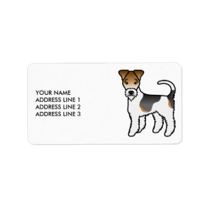 Étiquette Tricolor Wire Fox Terrier Chien Mignon & Texte