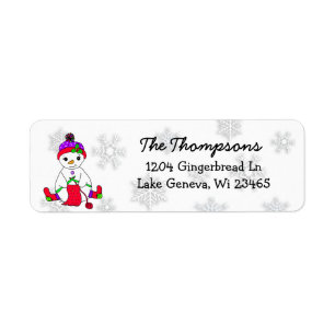 Étiquette Tricot de Noël Femme de neige Arrière - plan
