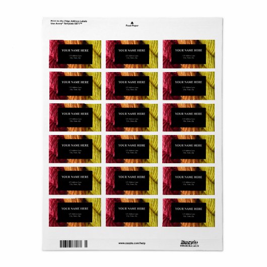 Étiquette  Tricot Jaune rouge-jaune (Feuille entière)