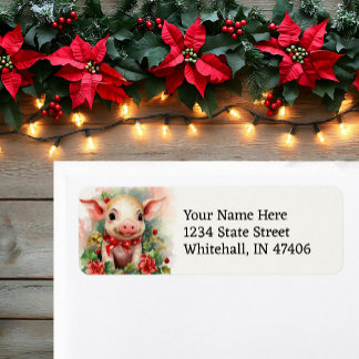 Étiquette Trop mignonne Piglet de Noël Facile à lire Adresse