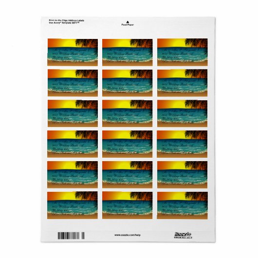 Étiquette Tropical beach at Sunset (Feuille entière)