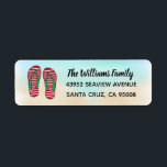 Étiquette Tropical Beach Hawaiian Christmas Red Flip Flops<br><div class="desc">© Cindy Bendel Tous droits réservés.</div>