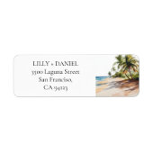Étiquette Tropical Beach Palm Trees Return Address (Devant)