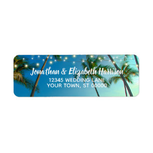 Étiquette Tropical Beach Palms String Lights Adresse de reto