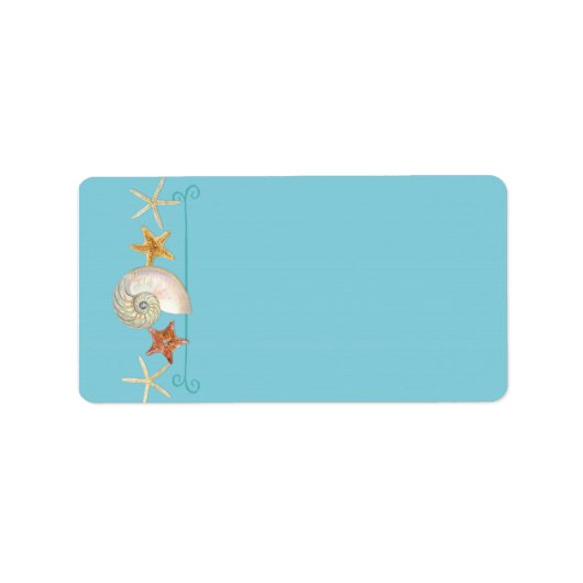 Étiquette Tropical Beach Shells Starfish Nautilus Été (Devant)
